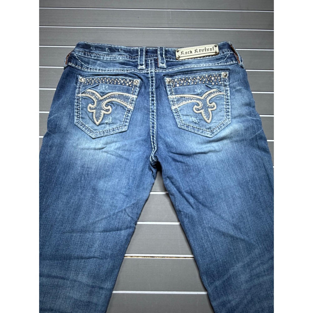 Rock Revival Karisse MB200 Mid Rise Bootcut Jeans Blue Embellished Size 29 - Picture 8 of 11